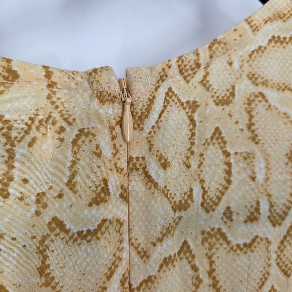 NEW Faithfull the Brand Delia Petra Python Snake Natural Flared Midi Dress SZ 6 - Picture 9 of 9